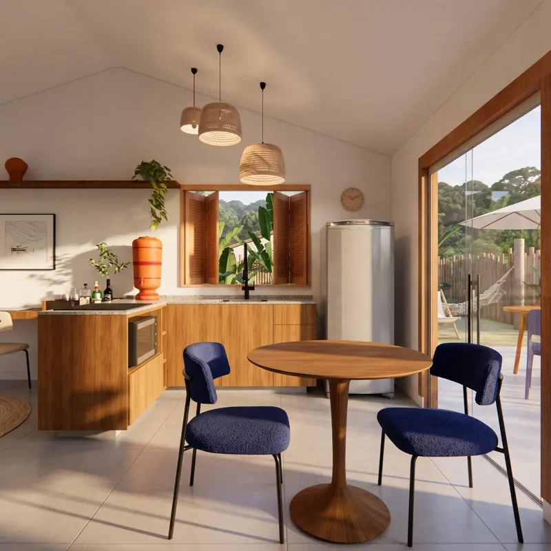 Cozinha e sala integrada da C28