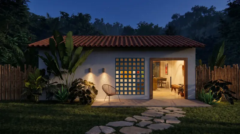 Fachada da C28 à noite